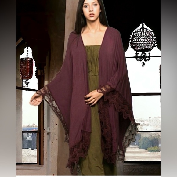 Women’s POL Burgundy Washed Shawl Cardigan NEW - Picture 1 of 6